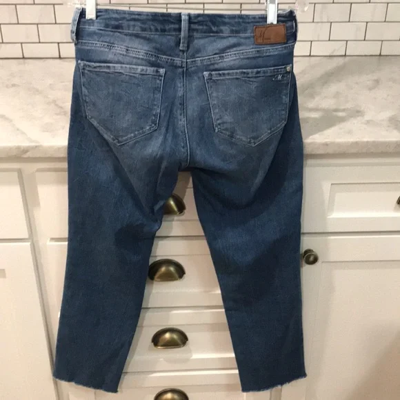 Mavis Boyfriend Jeans Womens 27 Blue Emma Raw Hem Caual Boho Designer Minimalist - Picture 4 of 11